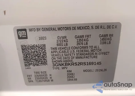 2024 Chevrolet Blazer Awd Rs z USA, uszkodzony, nr VIN 3GNKBKRS2RS169145